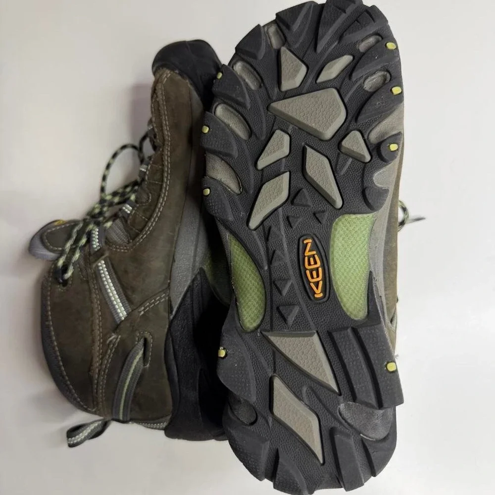 KEEN Targhee II Mid Waterproof Hiking Boots Olive Leather Trail Shoes Women's
